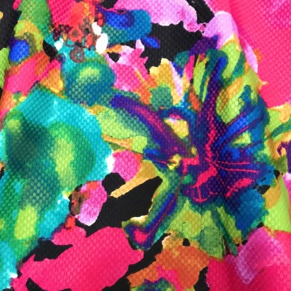 Tahari Vibrant Watercolor Fit and Flare Dress - Picture 8 of 16